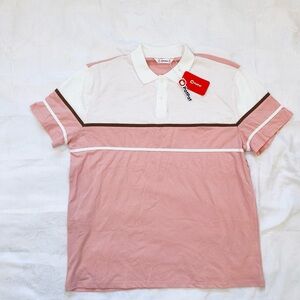 Pink and White Men's Polo Shirt.